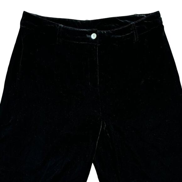 SUNDANCE Wide Leg Velvet Pants in Black Rayon Silk Y2K SZ 8 - Picture 2 of 8